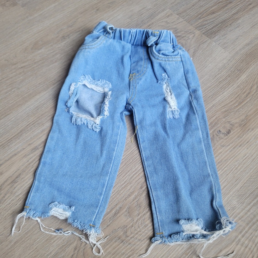 Unbranded‎ Girls Jeans 12M Light Wash Distressed Raw Hem Streetwear Denim